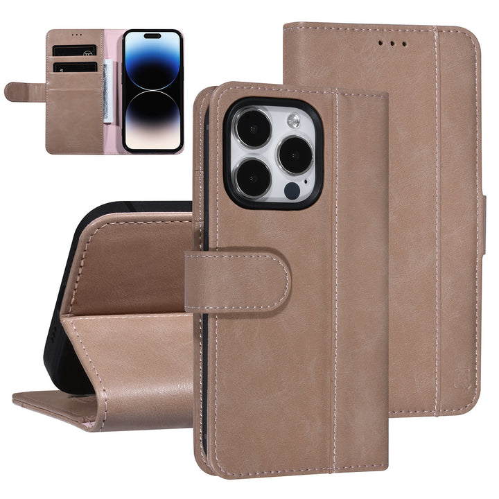 UNIQ Accessory Roze iPhone 14 Pro Booktype Pasjeshouder voor 3 pasjes - Magneetsluiting-Hoesjes-Ilumina Benelux