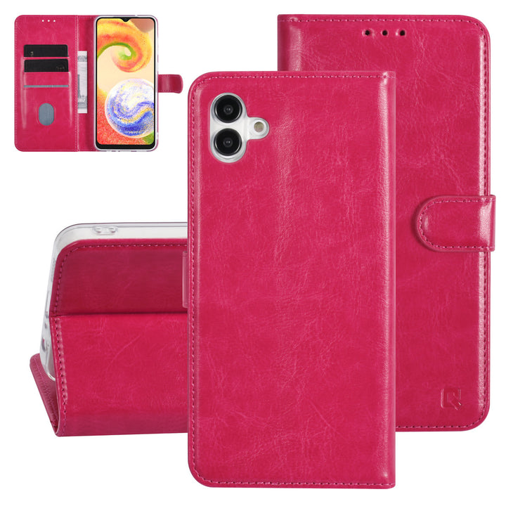 UNIQ Accessory Samsung Galaxy A04 Book Case hoesje - Pasjeshouder voor 3 pasjes - Hanger - Felroze-Hoesjes-Ilumina Benelux
