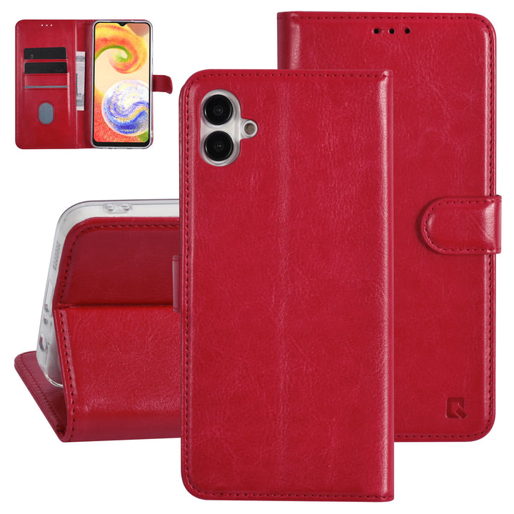 UNIQ Accessory Samsung Galaxy A04 Book Case hoesje - Pasjeshouder voor 3 pasjes - Hanger - Rood-Hoesjes-Ilumina Benelux
