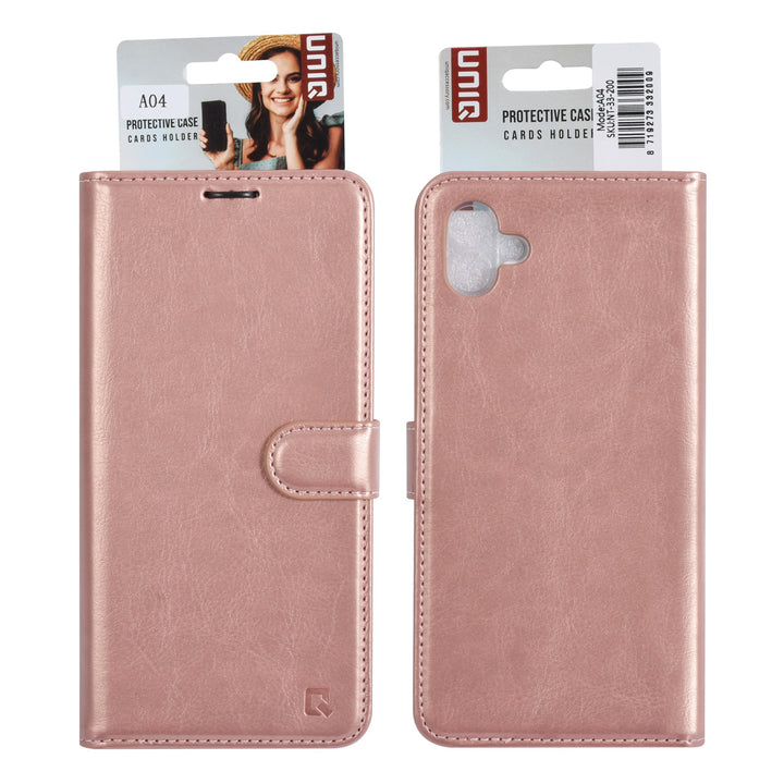UNIQ Accessory Samsung Galaxy A04 Book Case hoesje - Pasjeshouder voor 3 pasjes - Hanger - Rose Gold-Hoesjes-Ilumina Benelux