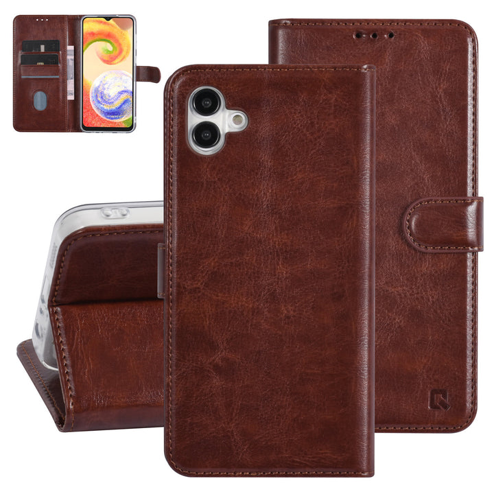 UNIQ Accessory Samsung Galaxy A04 Book Case hoesje - Pasjeshouder voor 3 pasjes - Magneetsluiting - Hanger - Bruin-Hoesjes-Ilumina Benelux