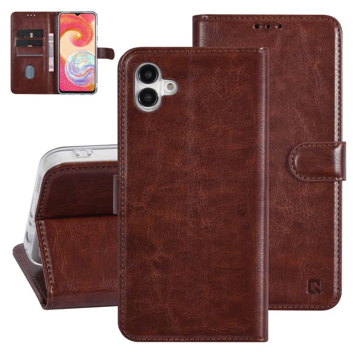 UNIQ Accessory Samsung Galaxy A04e Book Case hoesje - Pasjeshouder voor 3 pasjes - Hanger - Bruin-Hoesjes-Ilumina Benelux