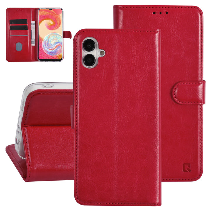 UNIQ Accessory Samsung Galaxy A04e Book Case hoesje - Pasjeshouder voor 3 pasjes - Hanger - Rood-Hoesjes-Ilumina Benelux