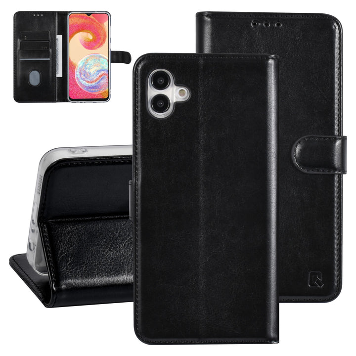 UNIQ Accessory Samsung Galaxy A04e Book Case hoesje - Pasjeshouder voor 3 pasjes - Hanger - Zwart-Hoesjes-Ilumina Benelux