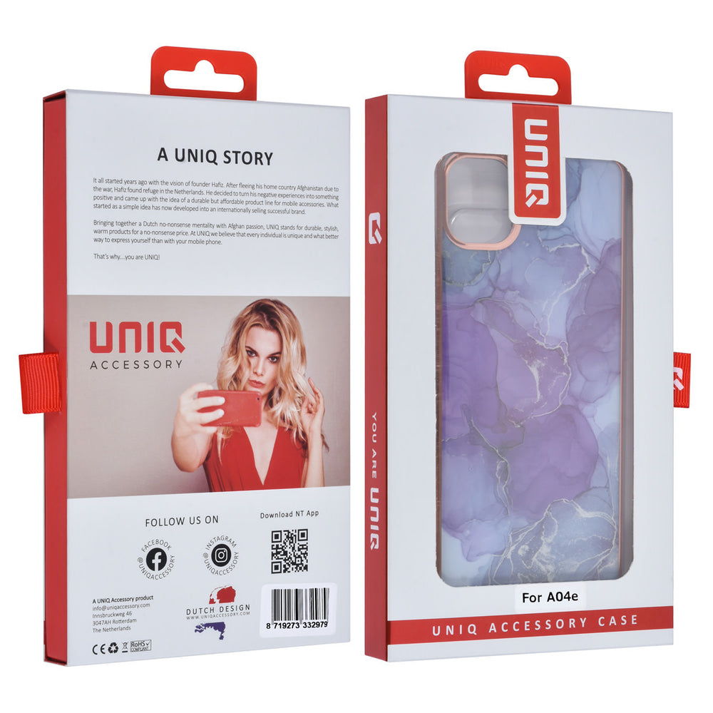 UNIQ Accessory Samsung Galaxy A04e TPU Back Cover hoesje - Marble Purple-Hoesjes-Ilumina Benelux