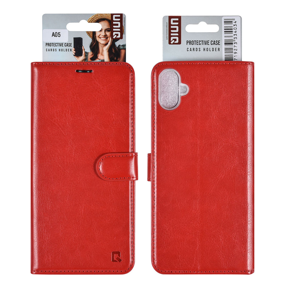 UNIQ Accessory Samsung Galaxy A05 Book Case hoesje Pasjeshouder - Rood-Hoesjes-Ilumina Benelux