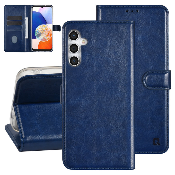 UNIQ Accessory Samsung Galaxy A14 5G Book Case hoesje - Pasjeshouder voor 3 pasjes - Hanger - Blauw-Hoesjes-Ilumina Benelux