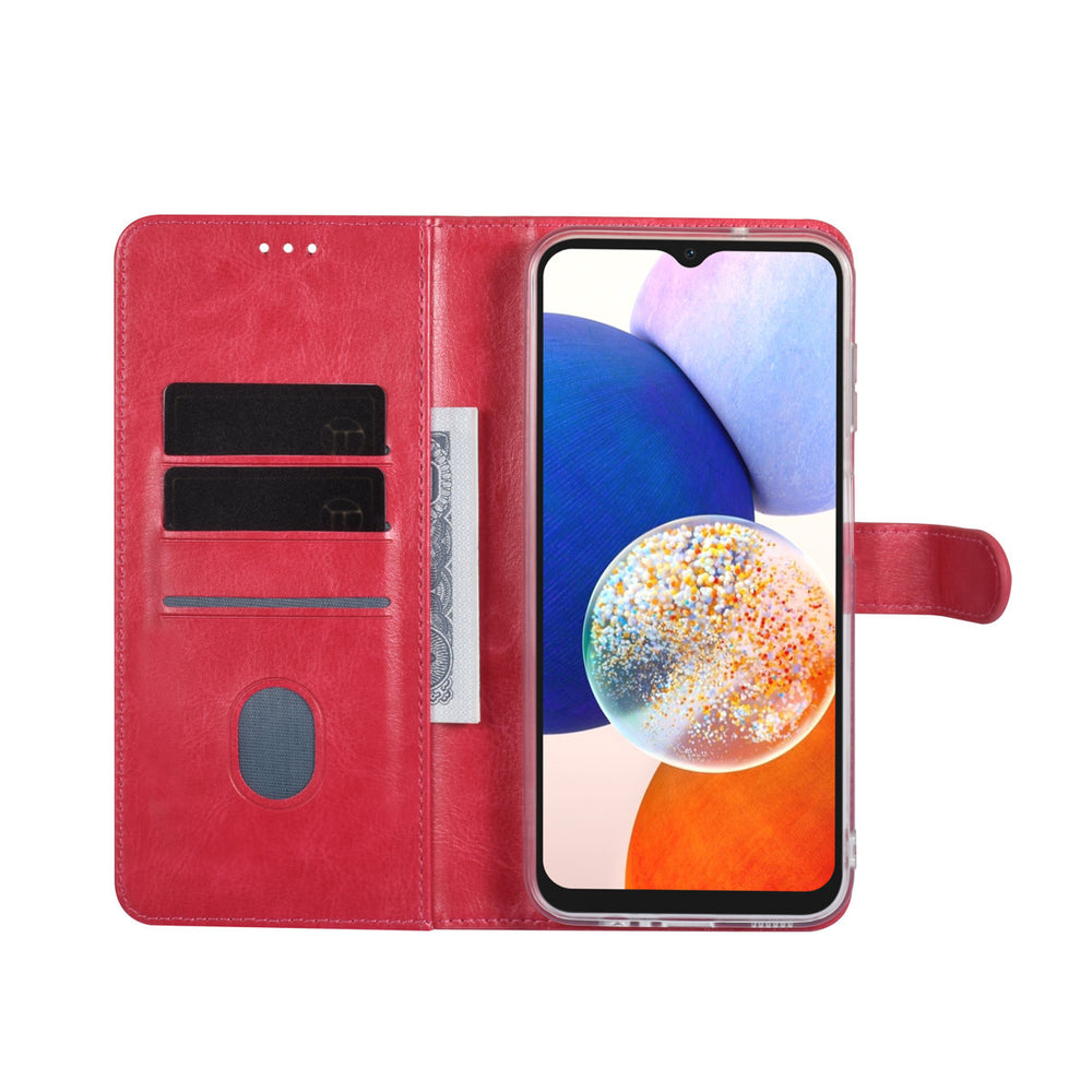UNIQ Accessory Samsung Galaxy A14 5G Book Case hoesje - Pasjeshouder voor 3 pasjes - Hanger - Felroze-Hoesjes-Ilumina Benelux