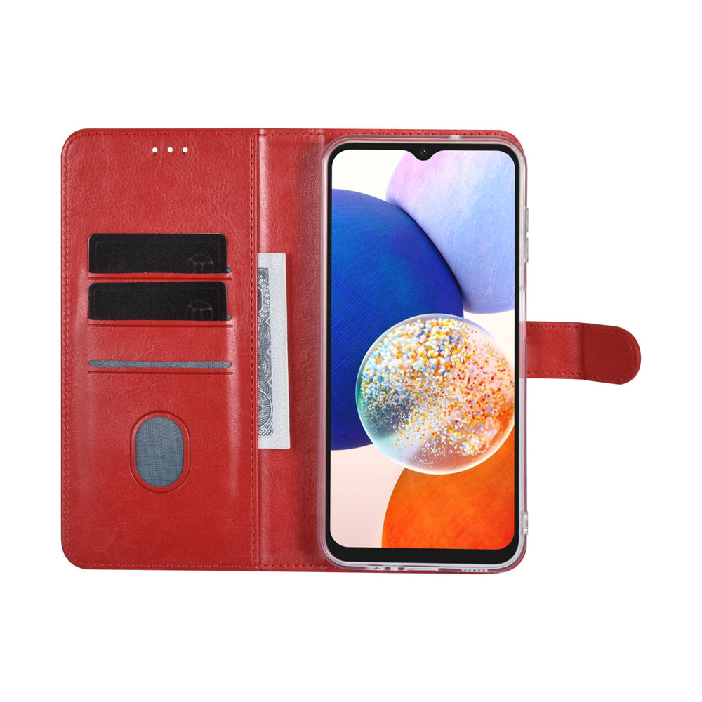 UNIQ Accessory Samsung Galaxy A14 5G Book Case hoesje - Pasjeshouder voor 3 pasjes - Hanger - Rood-Hoesjes-Ilumina Benelux