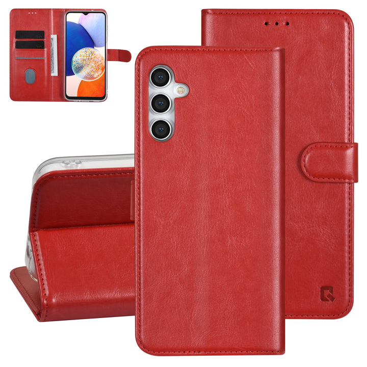 UNIQ Accessory Samsung Galaxy A14 5G Book Case hoesje - Pasjeshouder voor 3 pasjes - Hanger - Rood-Hoesjes-Ilumina Benelux