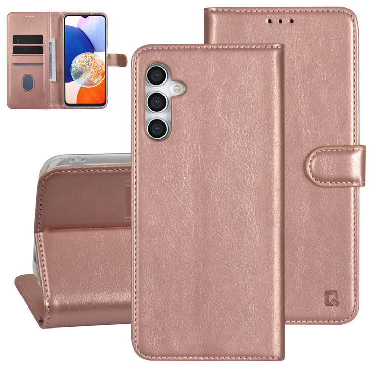 UNIQ Accessory Samsung Galaxy A14 5G Book Case hoesje - Pasjeshouder voor 3 pasjes - Hanger - Rose Gold-Hoesjes-Ilumina Benelux