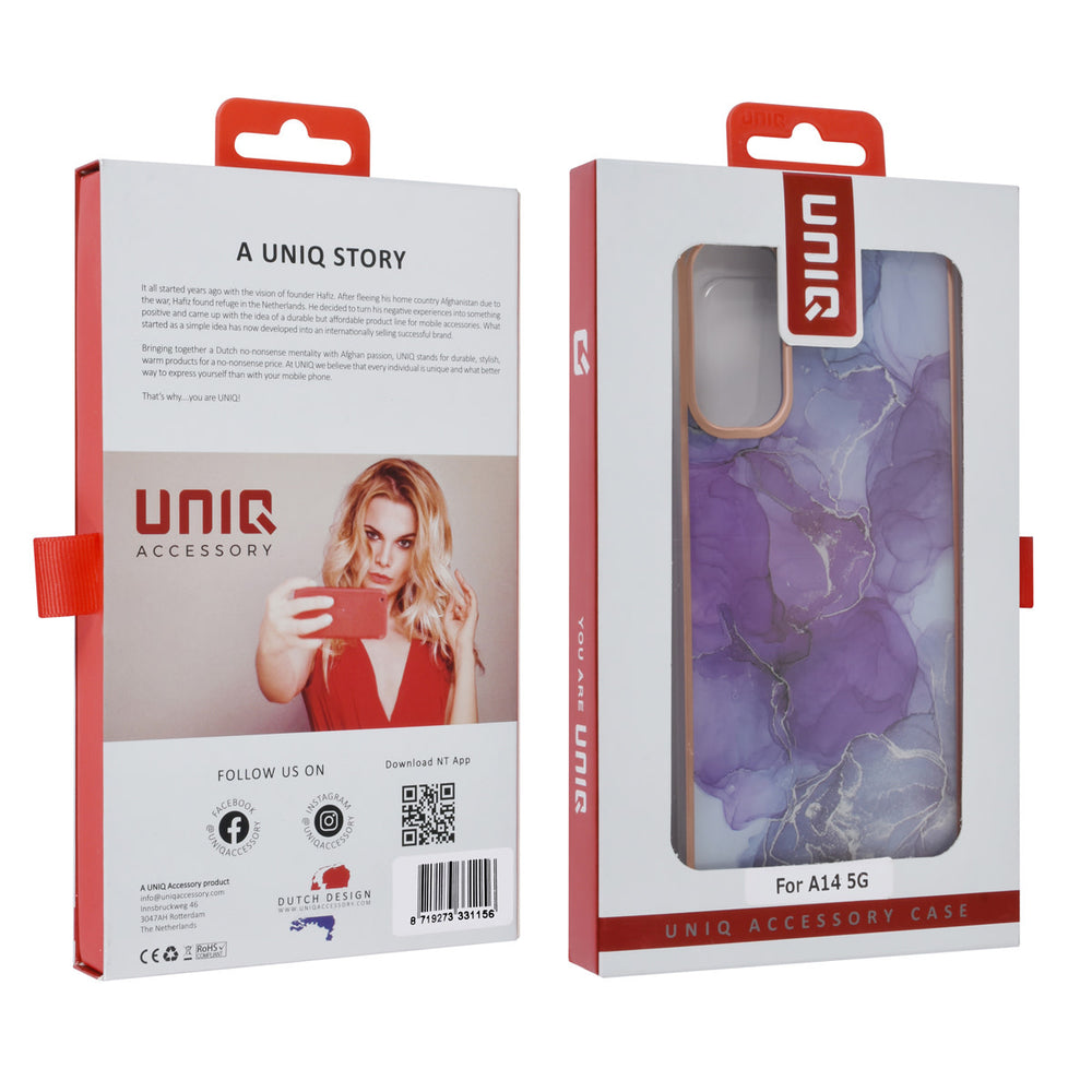 UNIQ Accessory Samsung Galaxy A14 5G TPU Backcover - Marble Purple-Hoesjes-Ilumina Benelux