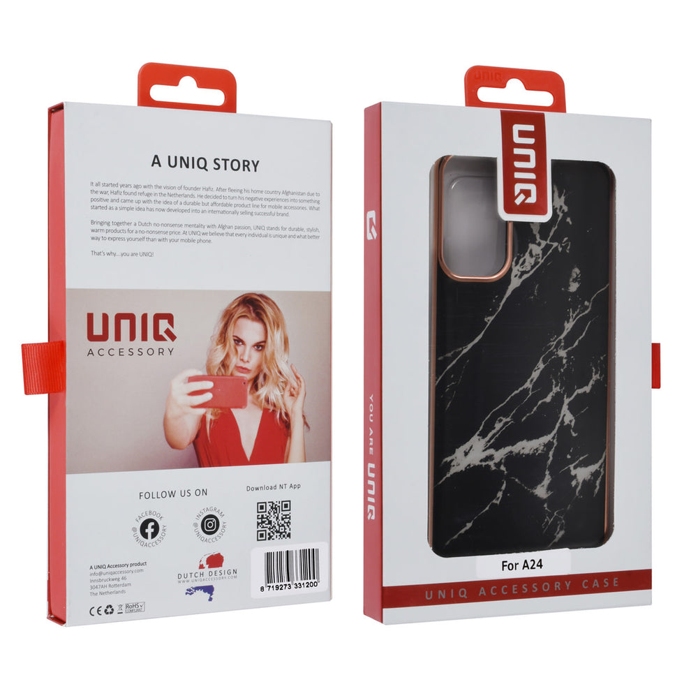 UNIQ Accessory Samsung Galaxy A24 TPU Backcover - Marble Black-Hoesjes-Ilumina Benelux