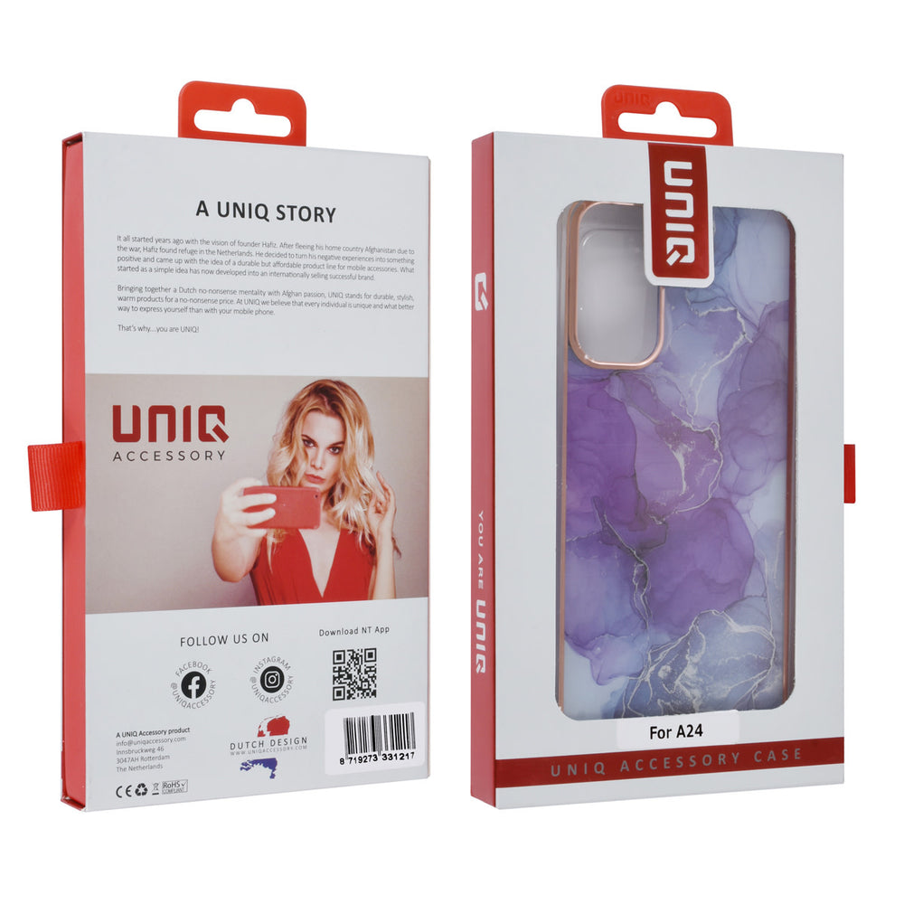 UNIQ Accessory Samsung Galaxy A24 TPU Backcover - Marble Purple-Hoesjes-Ilumina Benelux