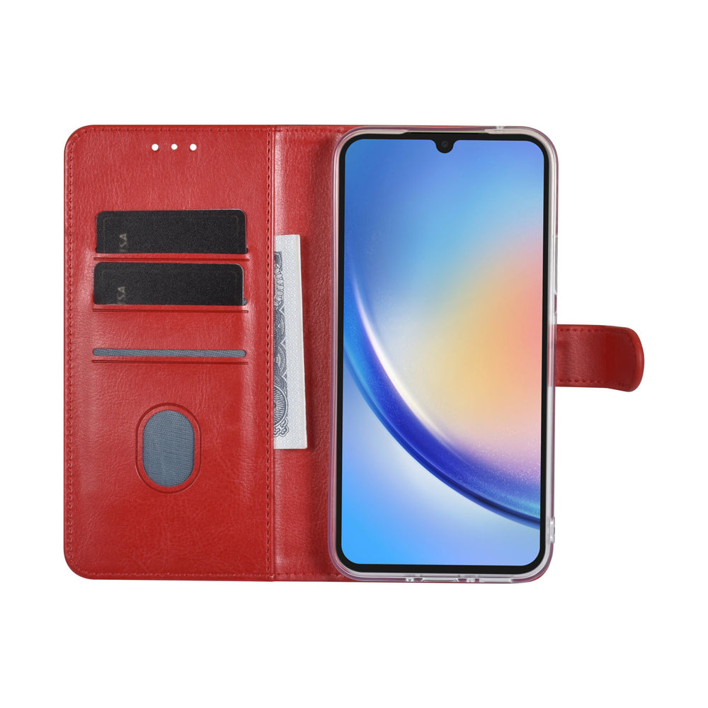 UNIQ Accessory Samsung Galaxy A34 5G Book Case hoesje - Pasjeshouder voor 3 pasjes - Hanger - Rood-Hoesjes-Ilumina Benelux