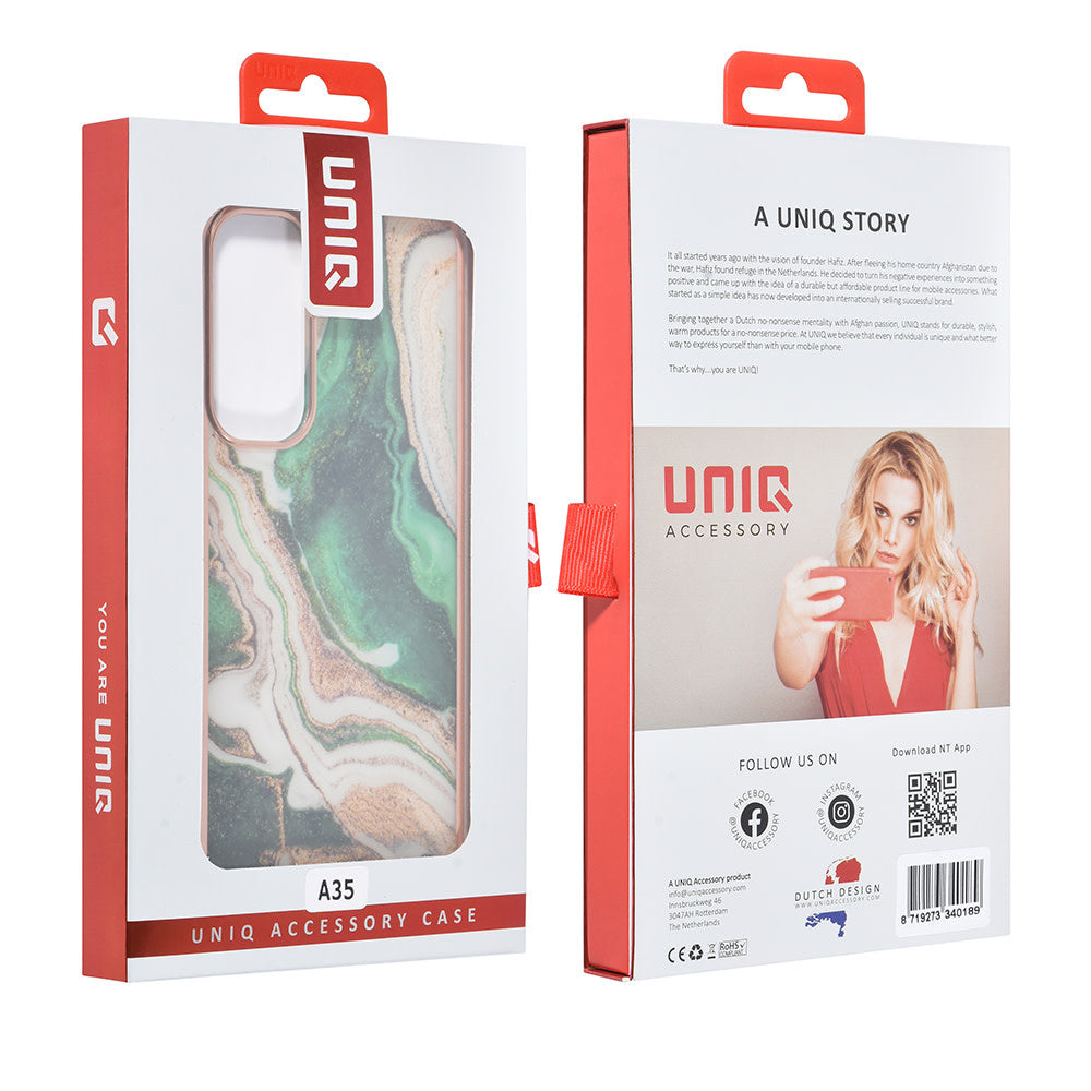 UNIQ Accessory Samsung Galaxy A35 Backcover hoesje Silicone - Marble Green-Hoesjes-Ilumina Benelux