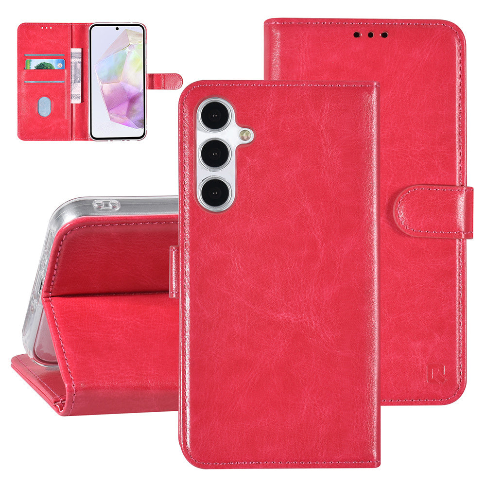 UNIQ Accessory Samsung Galaxy A35 Book Case hoesje Pasjeshouder - Felroze-Hoesjes-Ilumina Benelux