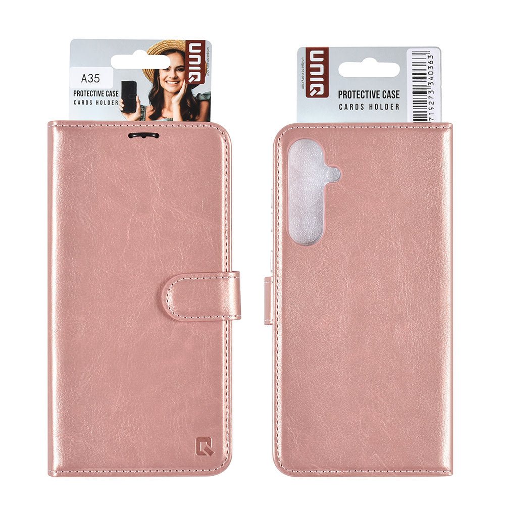 UNIQ Accessory Samsung Galaxy A35 Book Case hoesje Pasjeshouder - Rose Gold-Hoesjes-Ilumina Benelux