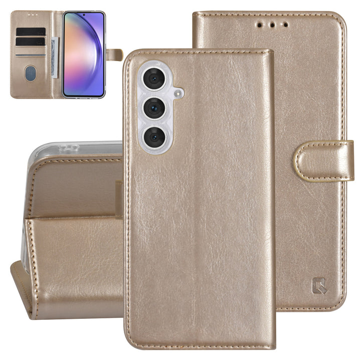 UNIQ Accessory Samsung Galaxy A54 5G Book Case hoesje - Pasjeshouder voor 3 pasjes - Hanger - Goud-Hoesjes-Ilumina Benelux