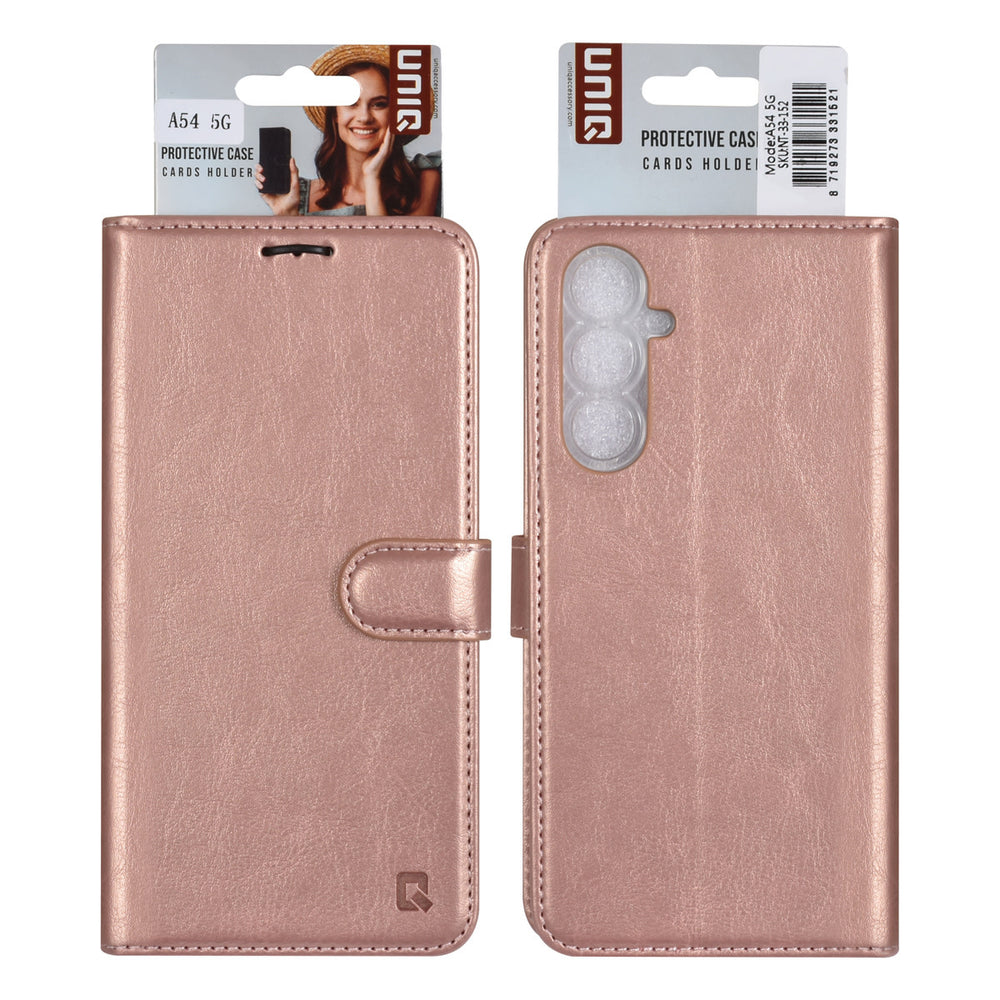 UNIQ Accessory Samsung Galaxy A54 5G Book Case hoesje - Pasjeshouder voor 3 pasjes - Hanger - Rose Gold-Hoesjes-Ilumina Benelux