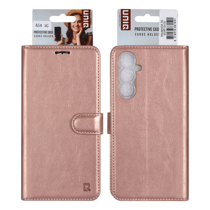 UNIQ Accessory Samsung Galaxy A54 5G Book Case hoesje - Pasjeshouder voor 3 pasjes - Hanger - Rose Gold-Hoesjes-Ilumina Benelux