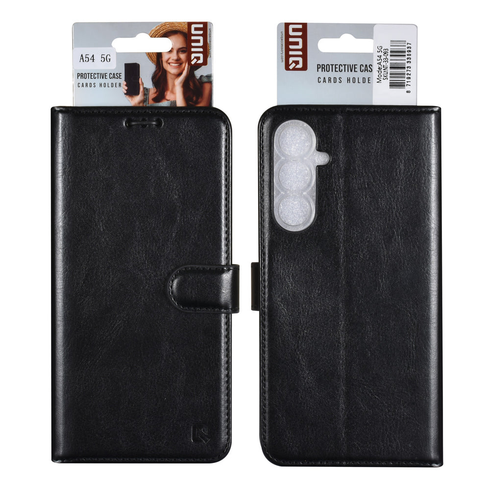 UNIQ Accessory Samsung Galaxy A54 5G Book Case hoesje - Pasjeshouder voor 3 pasjes - Hanger - Zwart-Hoesjes-Ilumina Benelux