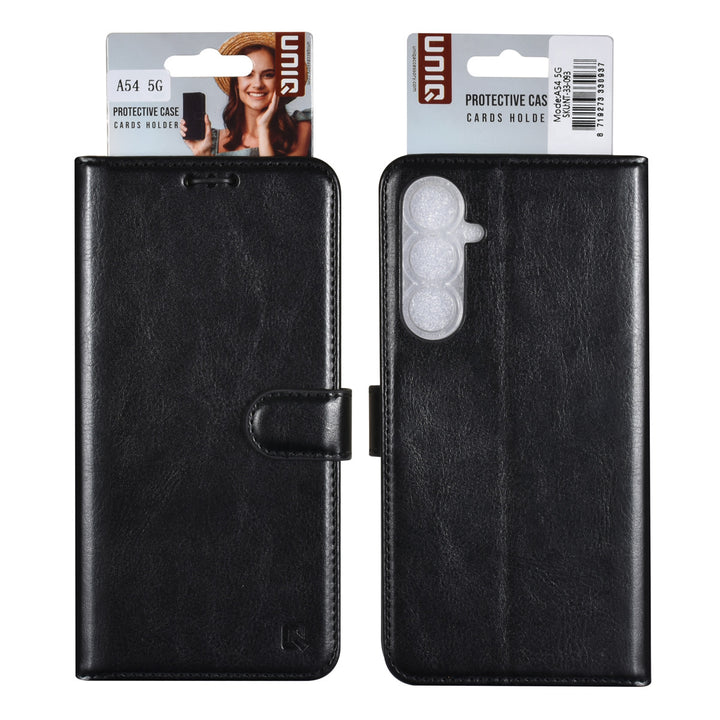 UNIQ Accessory Samsung Galaxy A54 5G Book Case hoesje - Pasjeshouder voor 3 pasjes - Hanger - Zwart-Hoesjes-Ilumina Benelux