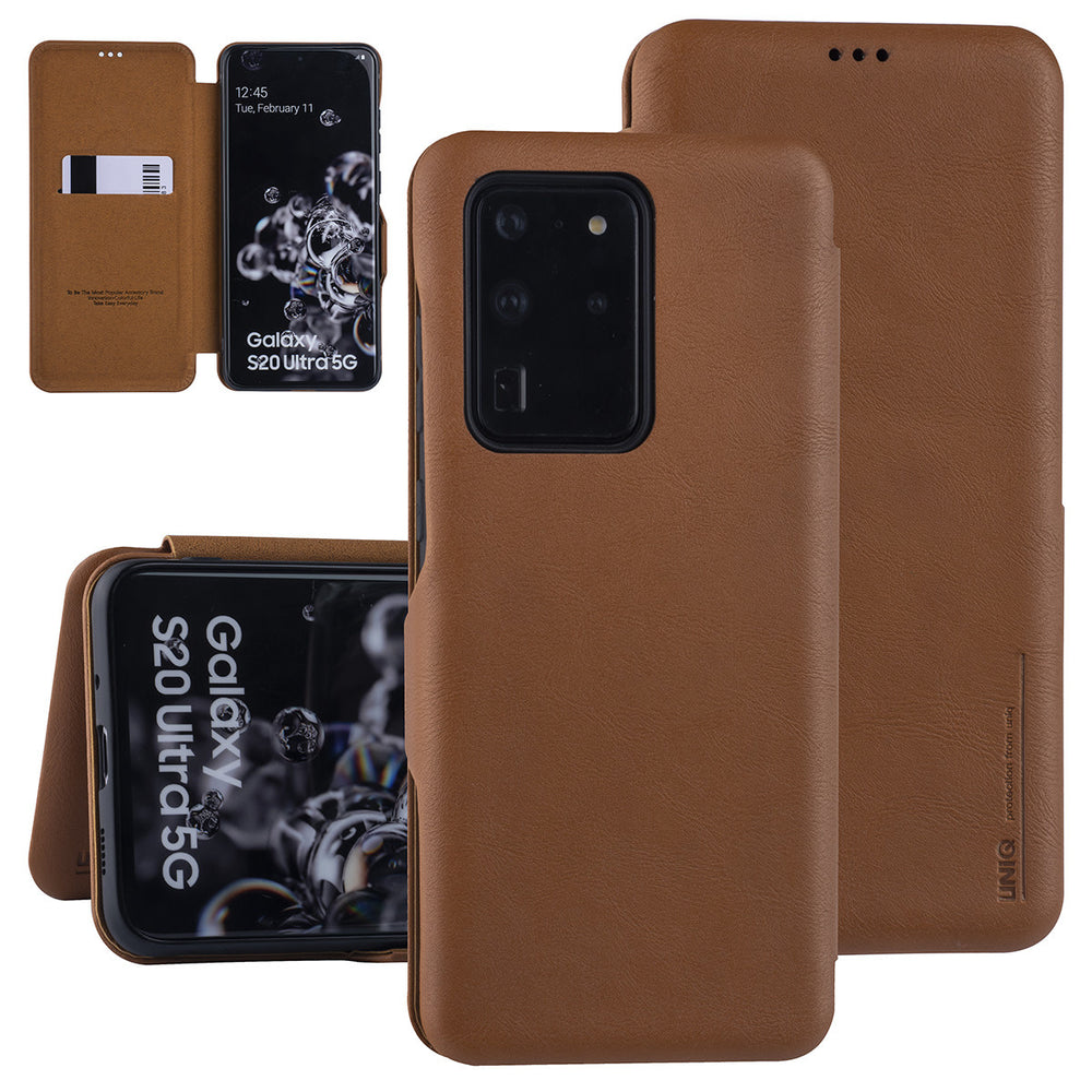 UNIQ Accessory Samsung Galaxy S20 Ultra Book Case hoesje - Licht Bruin-Hoesjes-Ilumina Benelux