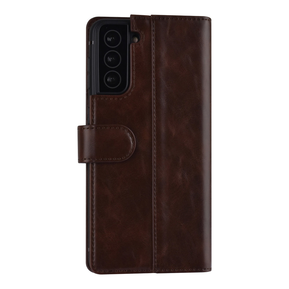 UNIQ Accessory Samsung Galaxy S21 Plus Book Case hoesje - DonkerBruin - Pasjeshouder 3 pasjes - PU Leather-Hoesjes-Ilumina Benelux