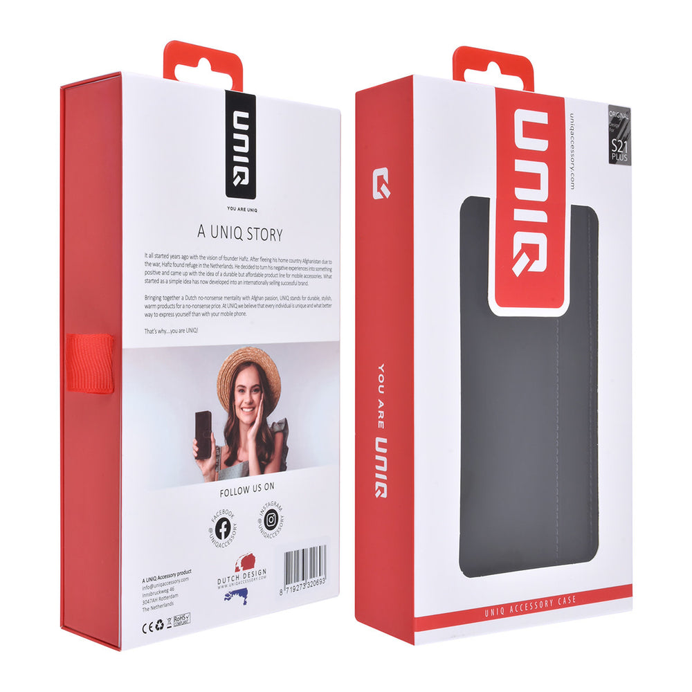 UNIQ Accessory Samsung Galaxy S21 Plus Book Case hoesje - Zwart - Pasjeshouder 3 pasjes - PU Leather-Hoesjes-Ilumina Benelux