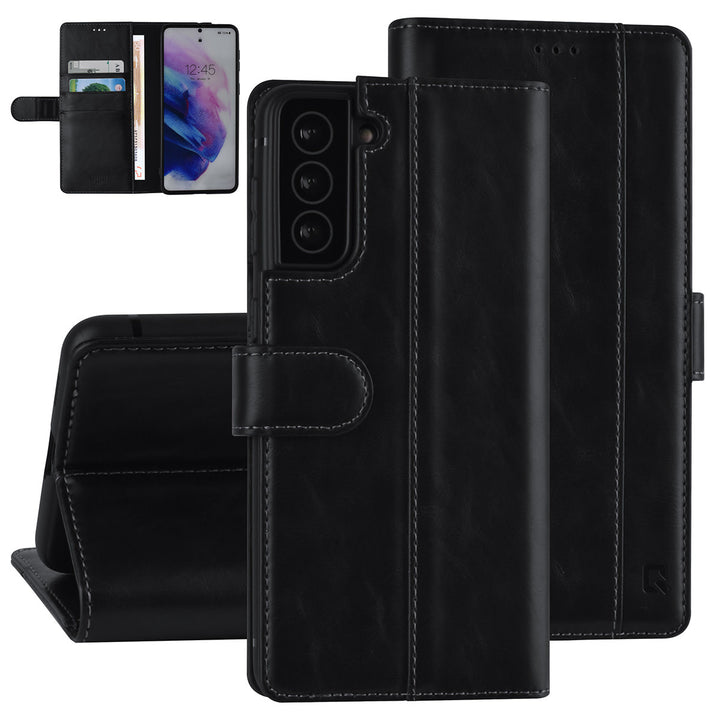 UNIQ Accessory Samsung Galaxy S21 Plus Book Case hoesje - Zwart - Pasjeshouder 3 pasjes - PU Leather-Hoesjes-Ilumina Benelux