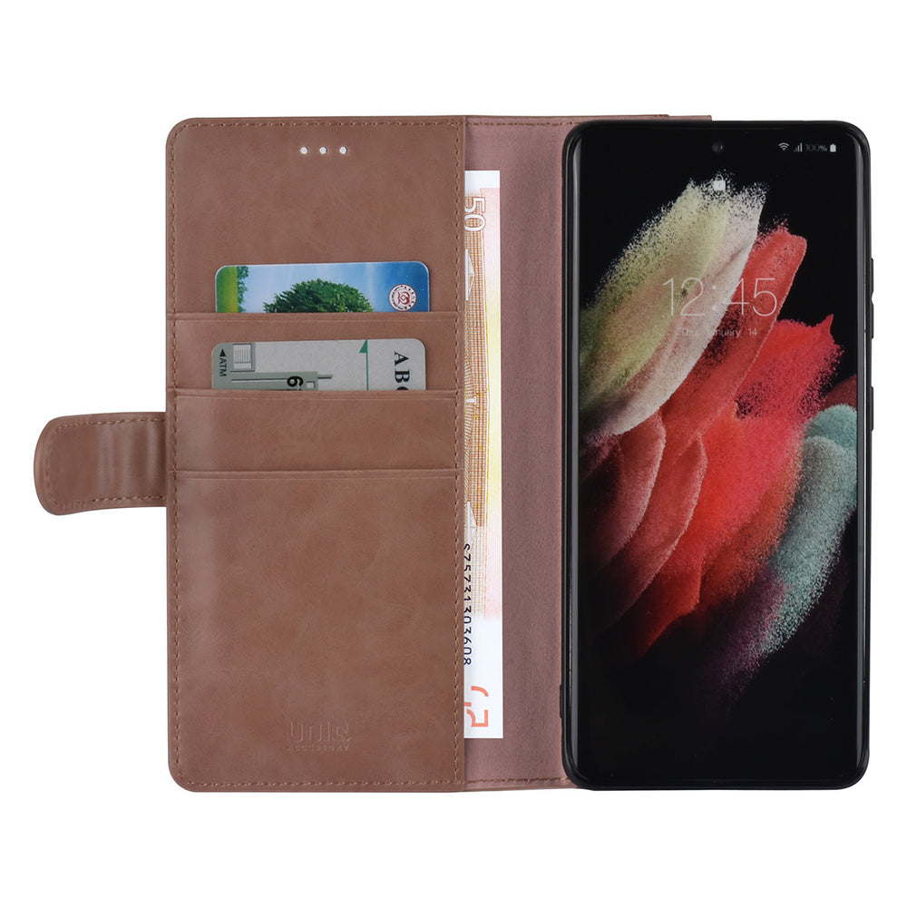 UNIQ Accessory Samsung Galaxy S21 Ultra Book Case hoesje - Rose Gold - Pasjeshouder 3 pasjes - PU Leather-Hoesjes-Ilumina Benelux