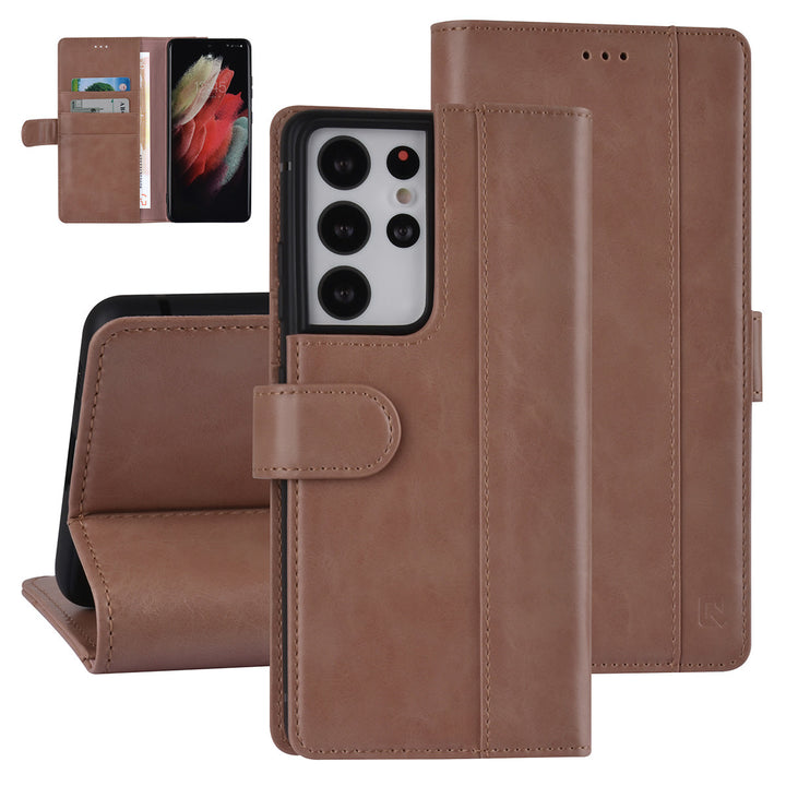 UNIQ Accessory Samsung Galaxy S21 Ultra Book Case hoesje - Rose Gold - Pasjeshouder 3 pasjes - PU Leather-Hoesjes-Ilumina Benelux