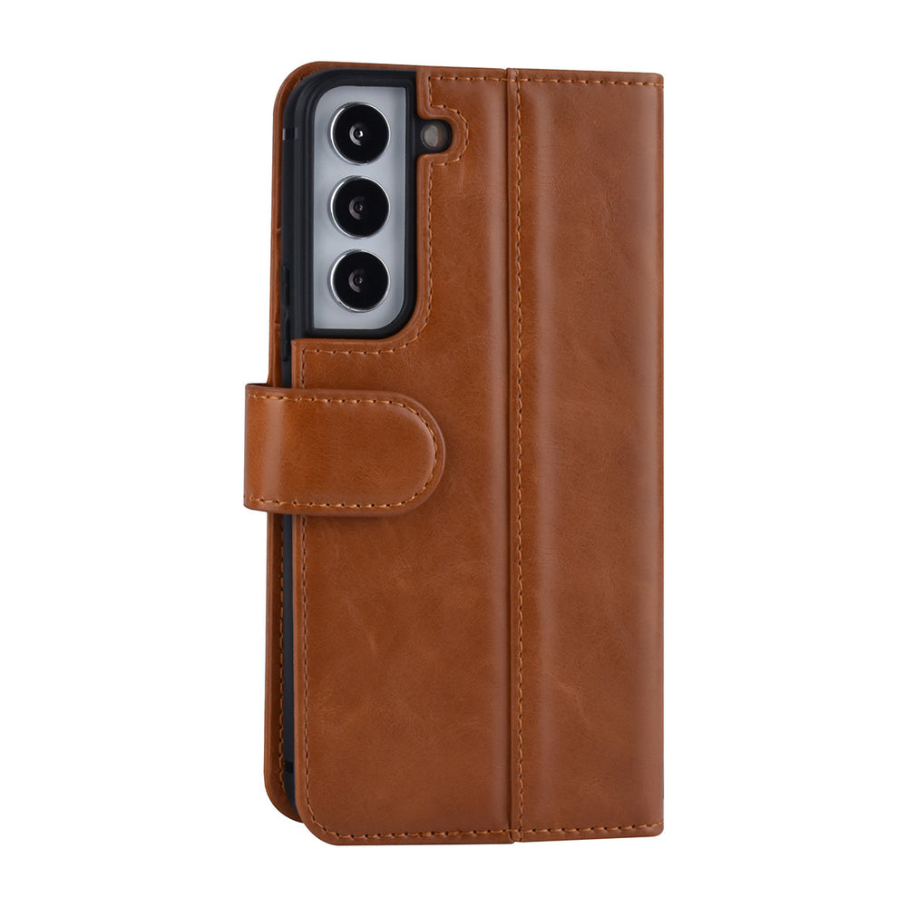 UNIQ Accessory Samsung Galaxy S22 Book Case hoesje - Pasjeshouder voor 3 pasjes - Magneetsluiting - Bruin-Hoesjes-Ilumina Benelux