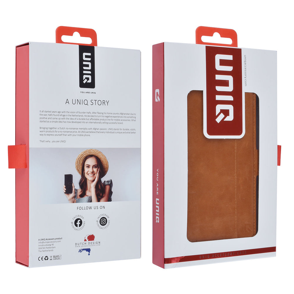 UNIQ Accessory Samsung Galaxy S22 Book Case hoesje - Pasjeshouder voor 3 pasjes - Magneetsluiting - Bruin-Hoesjes-Ilumina Benelux