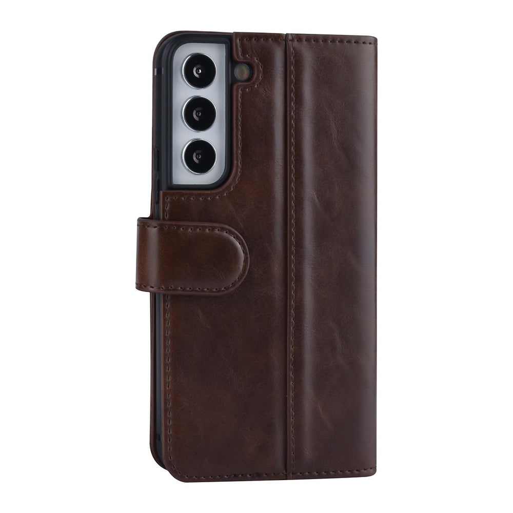 UNIQ Accessory Samsung Galaxy S22 Book Case hoesje - Pasjeshouder voor 3 pasjes - Magneetsluiting - DonkerBruin-Hoesjes-Ilumina Benelux