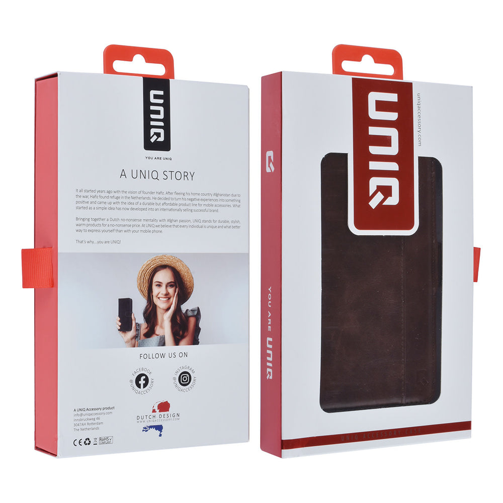 UNIQ Accessory Samsung Galaxy S22 Book Case hoesje - Pasjeshouder voor 3 pasjes - Magneetsluiting - DonkerBruin-Hoesjes-Ilumina Benelux