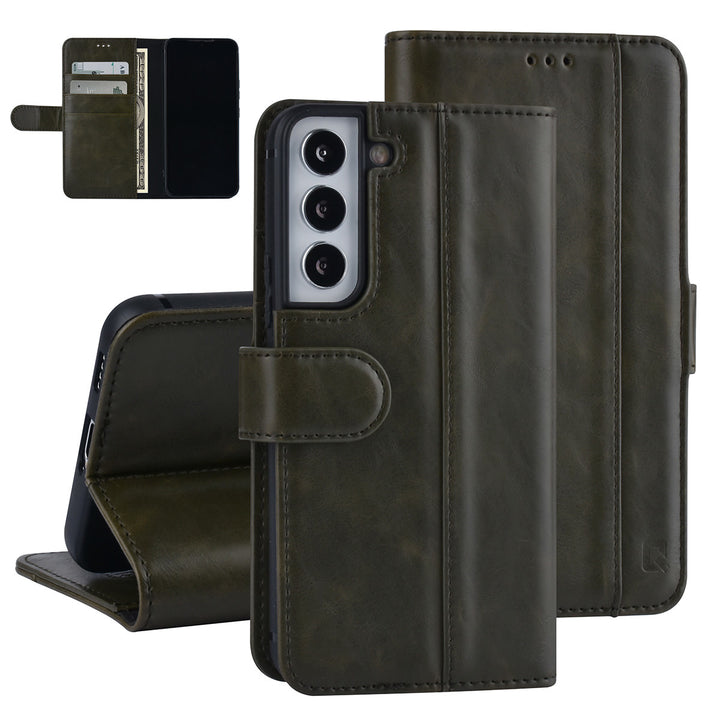 UNIQ Accessory Samsung Galaxy S22 Book Case hoesje - Pasjeshouder voor 3 pasjes - Magneetsluiting - DonkerGroen-Hoesjes-Ilumina Benelux