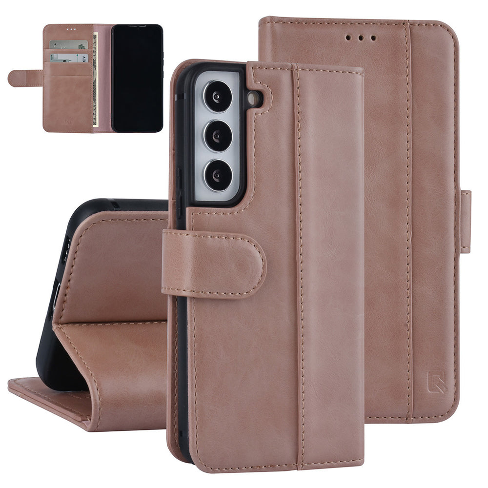 UNIQ Accessory Samsung Galaxy S22 Book Case hoesje - Pasjeshouder voor 3 pasjes - Magneetsluiting - Rose Gold-Hoesjes-Ilumina Benelux