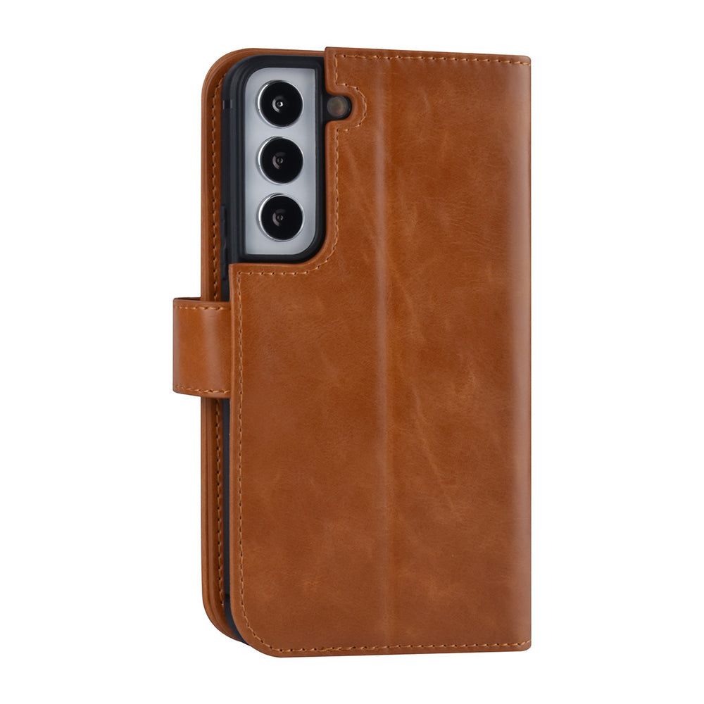 UNIQ Accessory Samsung Galaxy S22 Book Case hoesje - Pasjeshouder voor 9 pasjes - Magneetsluiting - Bruin-Hoesjes-Ilumina Benelux