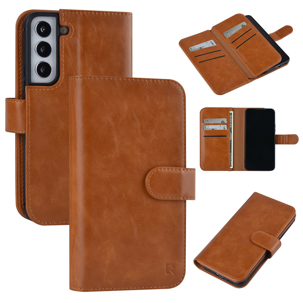 UNIQ Accessory Samsung Galaxy S22 Book Case hoesje - Pasjeshouder voor 9 pasjes - Magneetsluiting - Bruin-Hoesjes-Ilumina Benelux