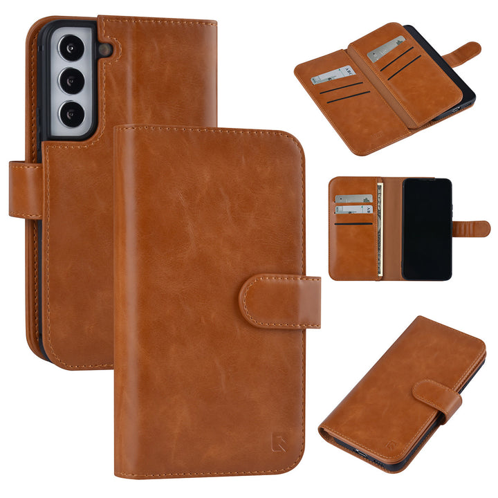 UNIQ Accessory Samsung Galaxy S22 Book Case hoesje - Pasjeshouder voor 9 pasjes - Magneetsluiting - Bruin-Hoesjes-Ilumina Benelux
