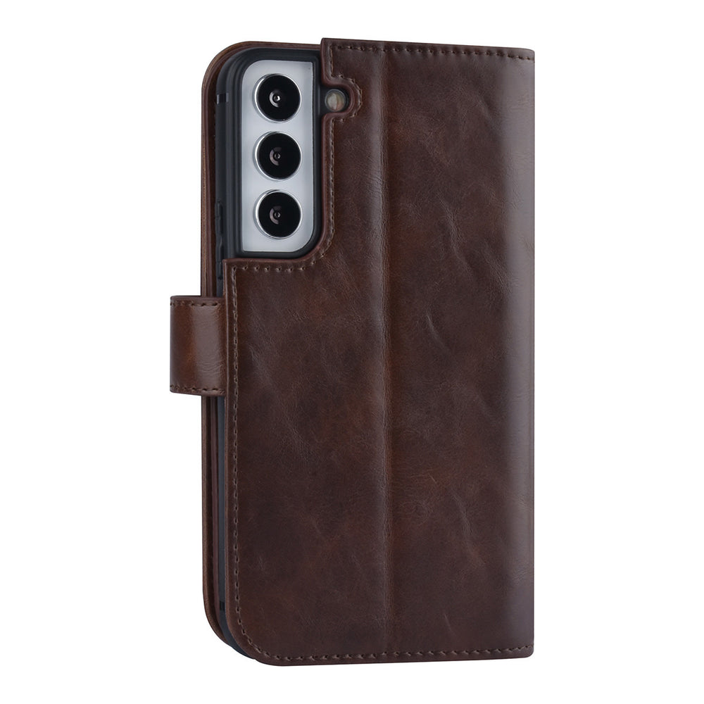 UNIQ Accessory Samsung Galaxy S22 Book Case hoesje - Pasjeshouder voor 9 pasjes - Magneetsluiting - DonkerBruin-Hoesjes-Ilumina Benelux