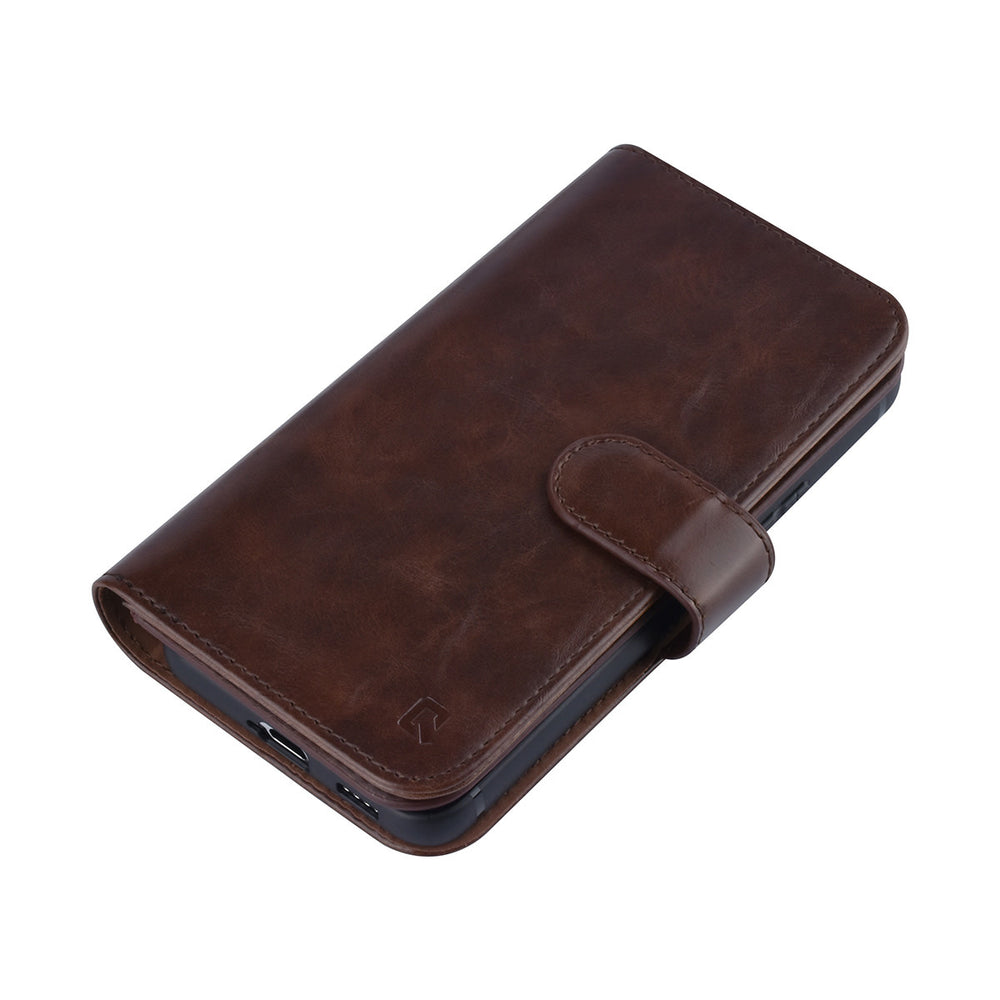 UNIQ Accessory Samsung Galaxy S22 Book Case hoesje - Pasjeshouder voor 9 pasjes - Magneetsluiting - DonkerBruin-Hoesjes-Ilumina Benelux