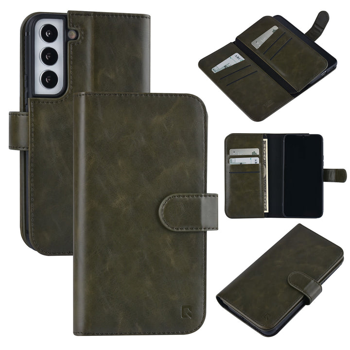 UNIQ Accessory Samsung Galaxy S22 Book Case hoesje - Pasjeshouder voor 9 pasjes - Magneetsluiting - DonkerGroen-Hoesjes-Ilumina Benelux