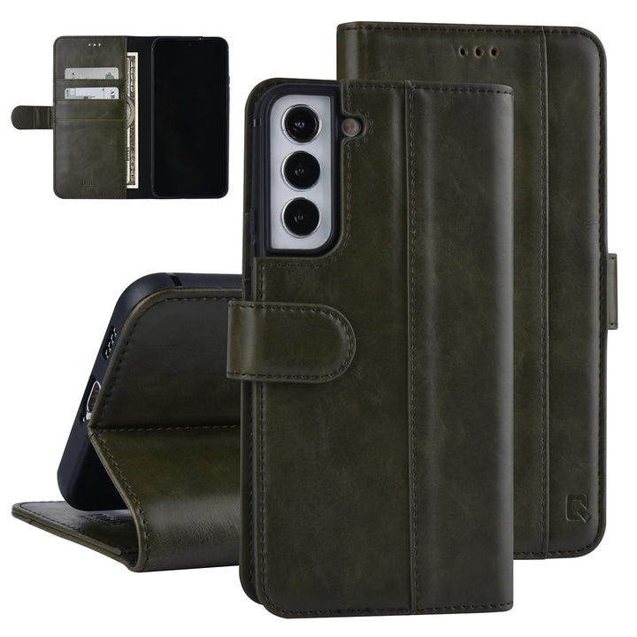 UNIQ Accessory Samsung Galaxy S22 Plus Book Case hoesje - Pasjeshouder voor 3 pasjes - Magneetsluiting - DonkerGroen-Hoesjes-Ilumina Benelux