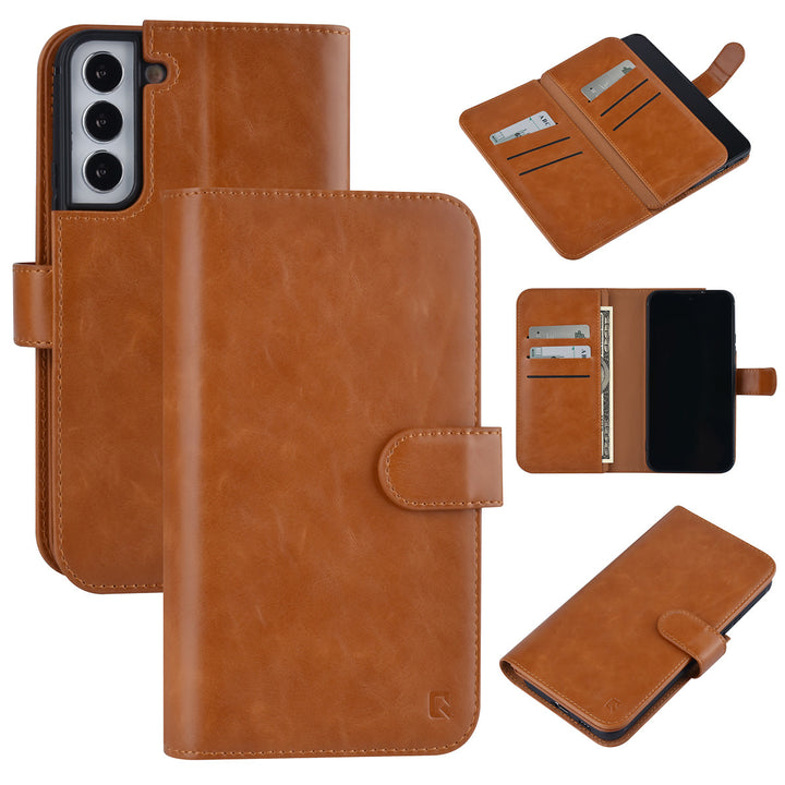 UNIQ Accessory Samsung Galaxy S22 Plus Book Case hoesje - Pasjeshouder voor 9 pasjes - Magneetsluiting - Bruin-Hoesjes-Ilumina Benelux