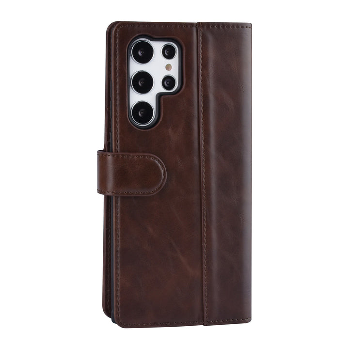 UNIQ Accessory Samsung Galaxy S22 Ultra Book Case hoesje - Pasjeshouder voor 3 pasjes - Magneetsluiting - DonkerBruin-Hoesjes-Ilumina Benelux