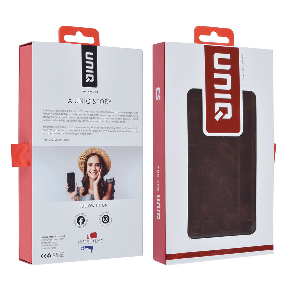 UNIQ Accessory Samsung Galaxy S22 Ultra Book Case hoesje - Pasjeshouder voor 3 pasjes - Magneetsluiting - DonkerBruin-Hoesjes-Ilumina Benelux