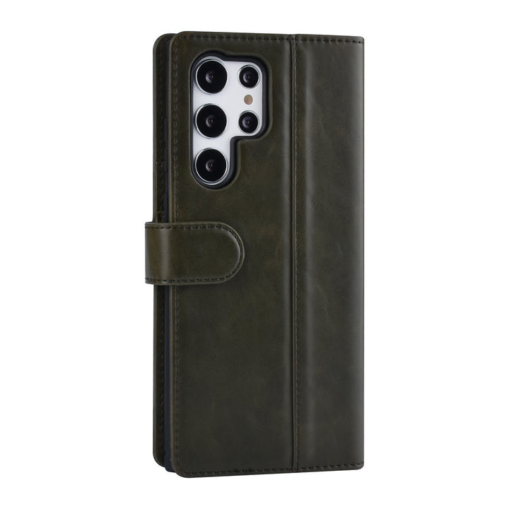 UNIQ Accessory Samsung Galaxy S22 Ultra Book Case hoesje - Pasjeshouder voor 3 pasjes - Magneetsluiting - DonkerGroen-Hoesjes-Ilumina Benelux